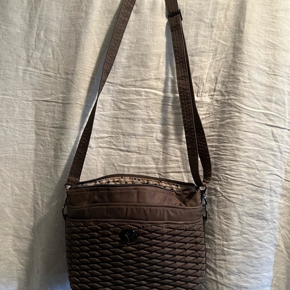lug Handbags - Lug Adagio Adjustable Crossbody/Shoulder Organizer in Taupe Brown. Quilted.